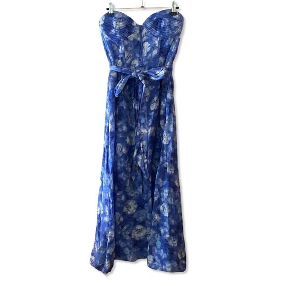 Bardot Vibrant Floral Midi Dress Blue Corset Bustier Sundress Sz XL - Picture 9 of 14